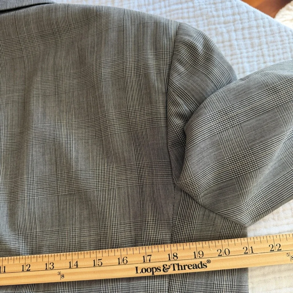 Vintage Cricketeer 2 Piece Suit Mens L Gray Plaid Double Breasted 34x31 USA 90s